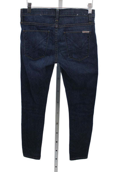 Hudson Womens Skinny Jeans Blue Cotton Blend Mid Rise Button Size 24