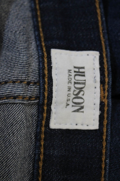 Hudson Womens Skinny Jeans Blue Cotton Blend Mid Rise Button Size 24