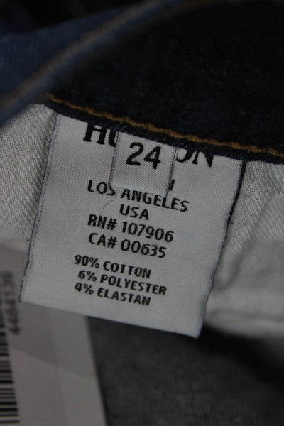 Hudson Womens Skinny Jeans Blue Cotton Blend Mid Rise Button Size 24