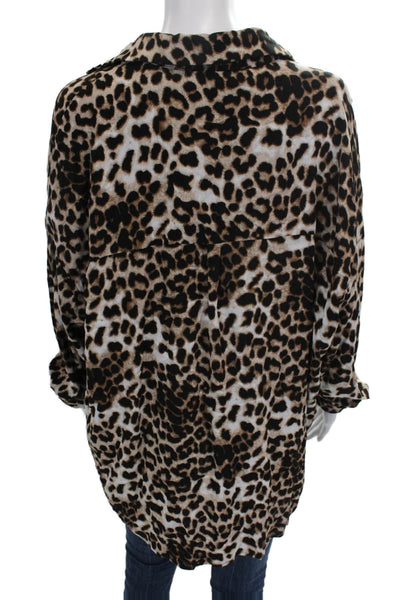 Vie Ta Vie Women Multicolor Animal Print VNeck Blouse Long Sleeve Size One Size