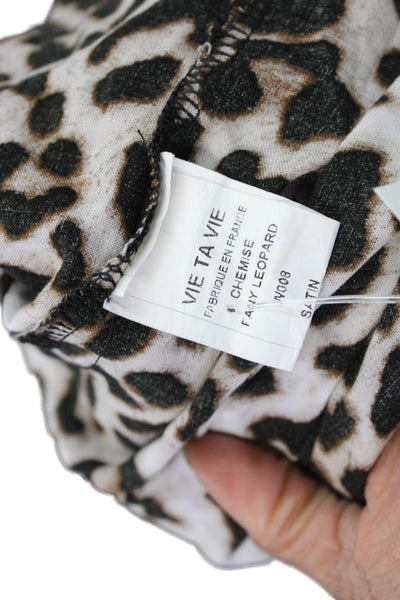 Vie Ta Vie Women Multicolor Animal Print VNeck Blouse Long Sleeve Size One Size