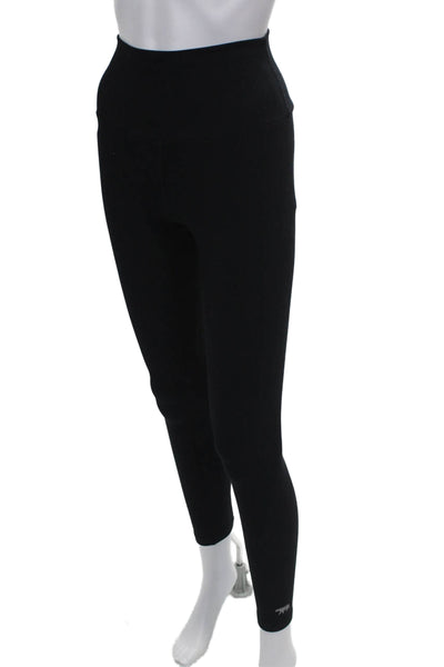 Running Bare Womens Black Ankle Leggings Nylon Pull On Size 4