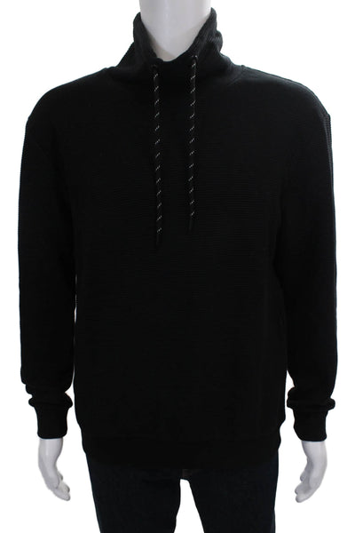 Zara Mens Pullover Black Cotton High Neck Long Sleeve Size M