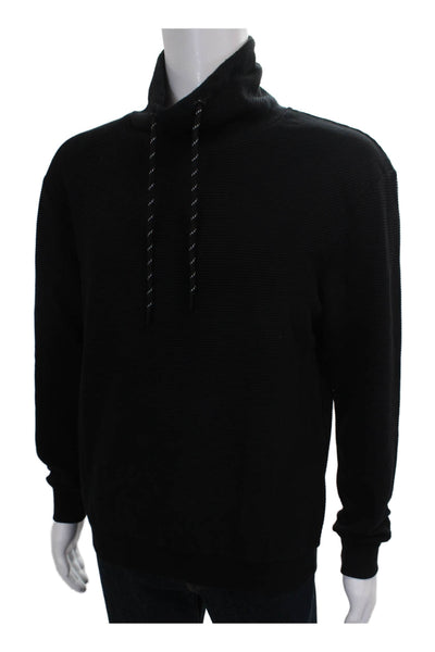 Zara Mens Pullover Black Cotton High Neck Long Sleeve Size M