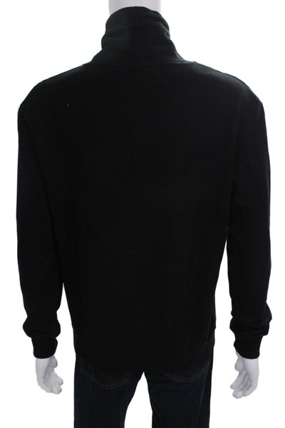 Zara Mens Pullover Black Cotton High Neck Long Sleeve Size M