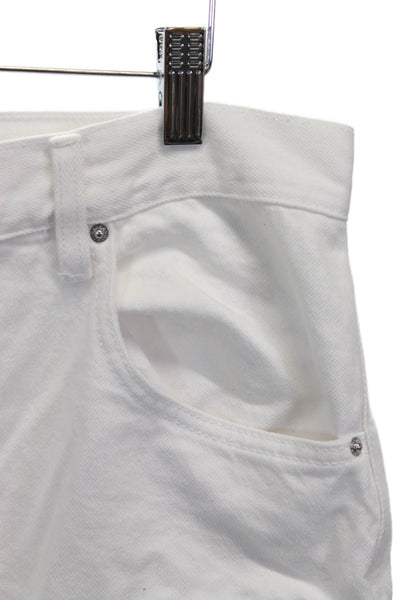 Grlfrnd Women Cargo Pants White Mid Rise Cotton Size 27