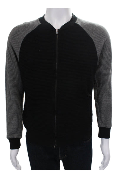 Zara Mens Bomber Jacket Black Polyester Zip Size M