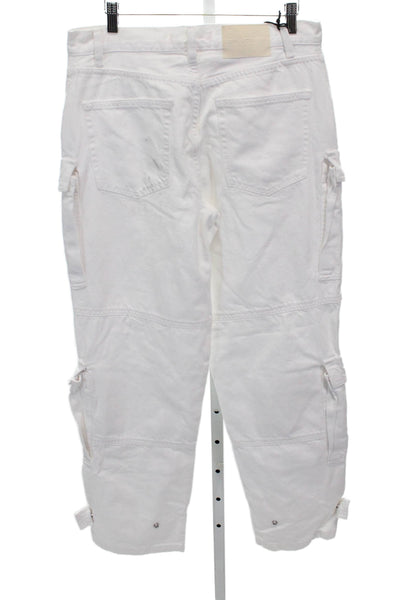 Grlfrnd Women Cargo Pants White Mid Rise Cotton Size 27