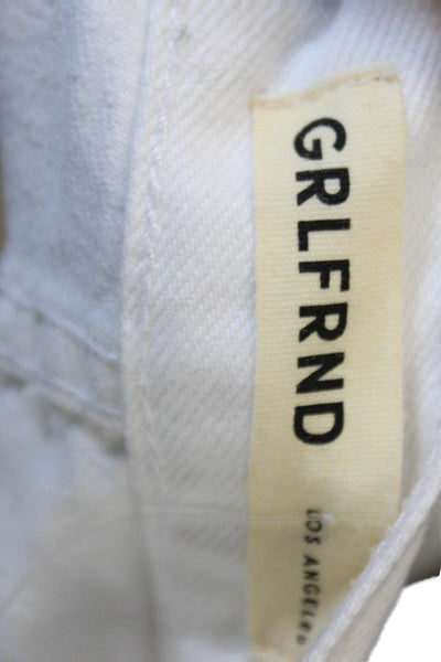 Grlfrnd Women Cargo Pants White Mid Rise Cotton Size 27