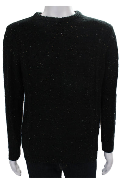 Zara Mens Pullover Sweater Black Acrylic Crew Neck Long Sleeve Size M