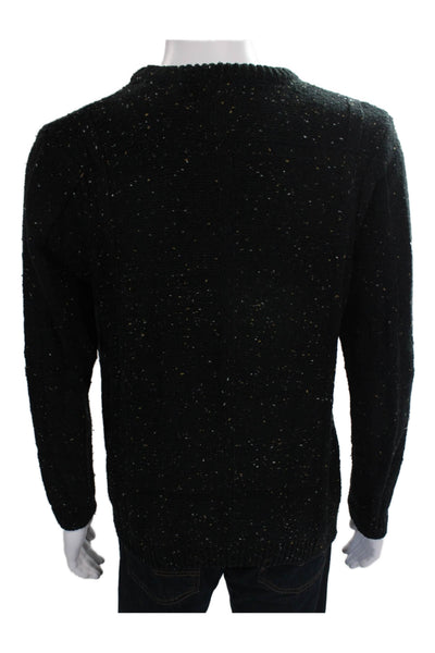 Zara Mens Pullover Sweater Black Acrylic Crew Neck Long Sleeve Size M