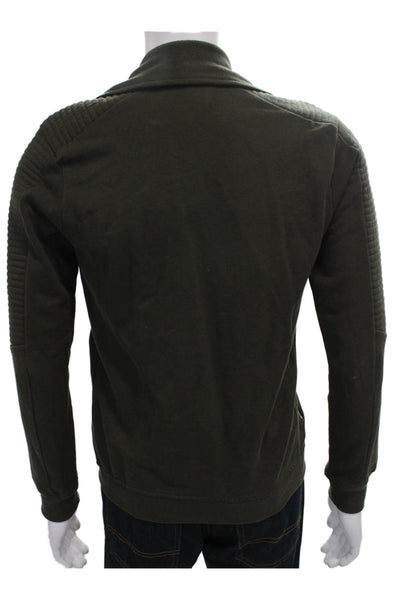 Zara Man Mens Biker Knit Jacket Green Zip Fall Size M