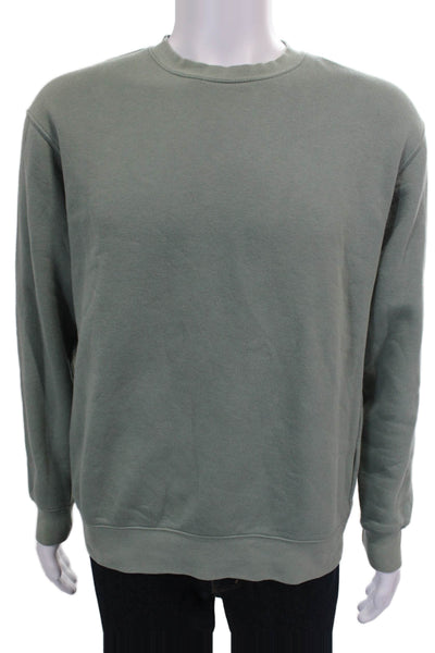 Zara Unisex Adults Pullover Sweatshirt Green Cotton Crew Neck Size M