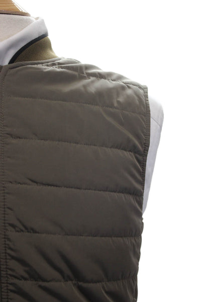 Zara Man Mens Quilted Vest Green Polyester Zip Size L