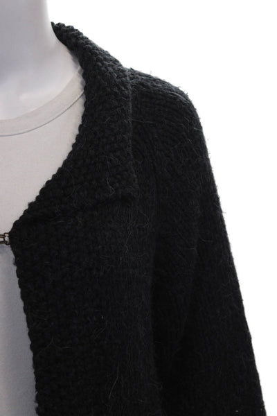Twelfth Street by Cynthia Vincent Women Black Wool Cardigan 3/4 Sleeve Size S