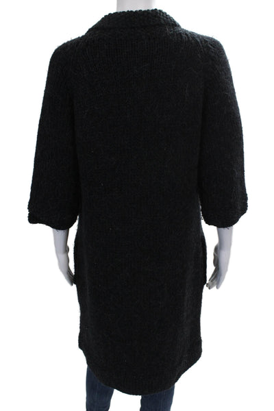 Twelfth Street by Cynthia Vincent Women Black Wool Cardigan 3/4 Sleeve Size S