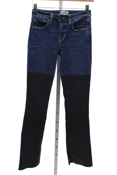 L Agence Women Straight Jeans High Rise Blue Cotton Blend Size 23