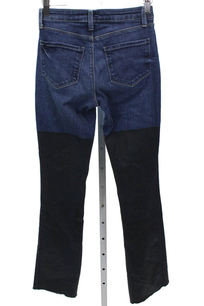 L Agence Women Straight Jeans High Rise Blue Cotton Blend Size 23