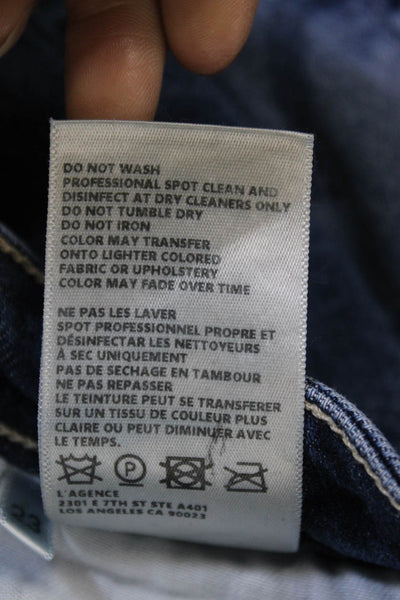 L Agence Women Straight Jeans High Rise Blue Cotton Blend Size 23