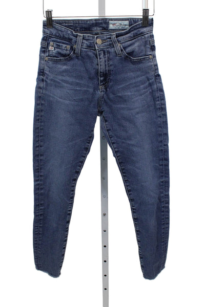 AG Adriano Goldschmied Women Ankle Jeans Blue Mid Rise Button Fly Size 24