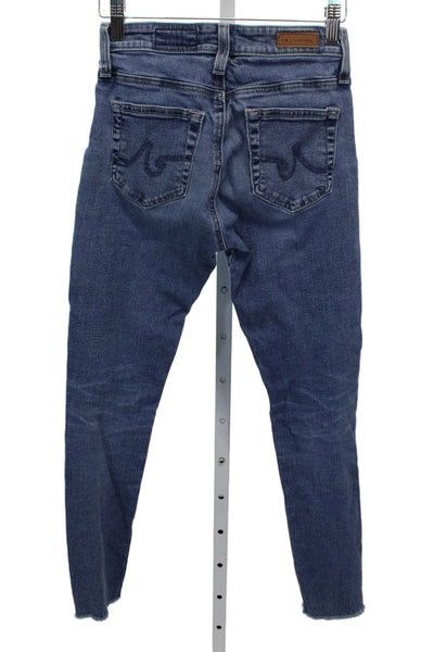 AG Adriano Goldschmied Women Ankle Jeans Blue Mid Rise Button Fly Size 24