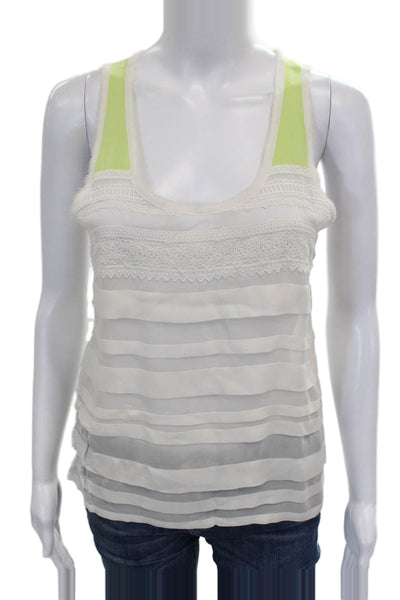 Maje Women Silk Scoop Neck Sleeveless Basic Tank White Size 2