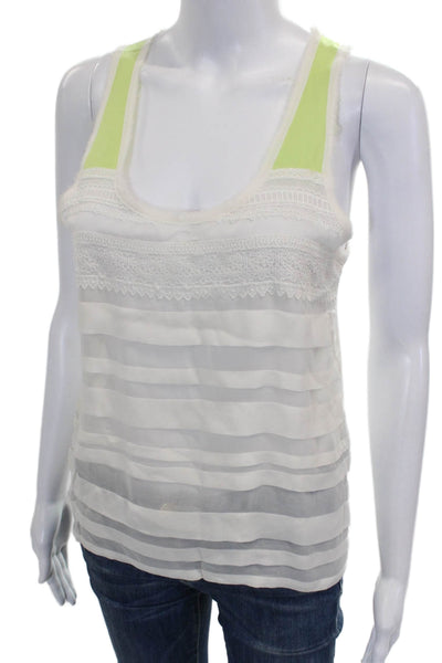 Maje Women Silk Scoop Neck Sleeveless Basic Tank White Size 2