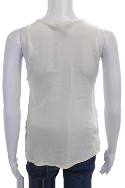 Maje Women Silk Scoop Neck Sleeveless Basic Tank White Size 2