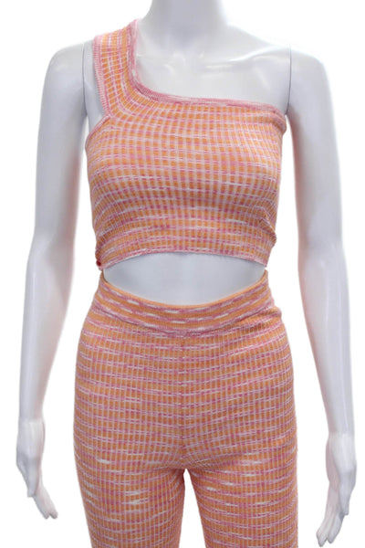 Lovers + Friends Womens Striped Pant Set Orange Pink Size Extra Small