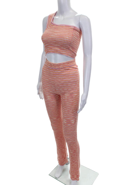 Lovers + Friends Womens Striped Pant Set Orange Pink Size Extra Small