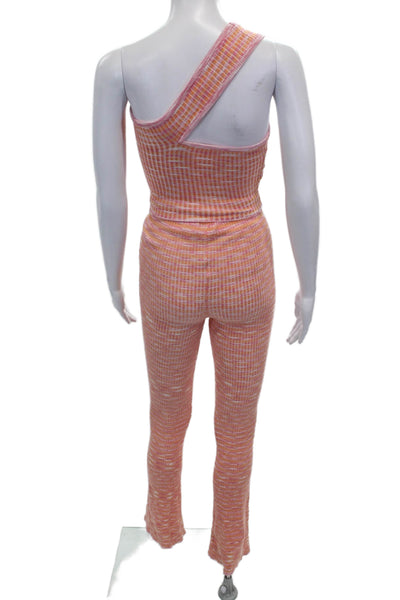 Lovers + Friends Womens Striped Pant Set Orange Pink Size Extra Small