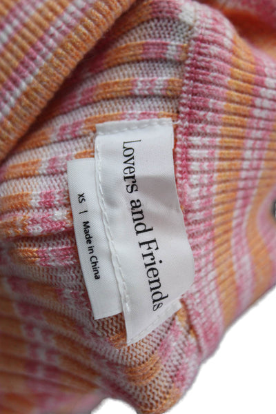 Lovers + Friends Womens Striped Pant Set Orange Pink Size Extra Small