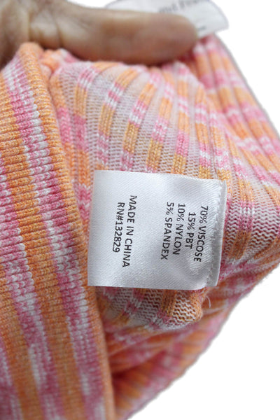 Lovers + Friends Womens Striped Pant Set Orange Pink Size Extra Small