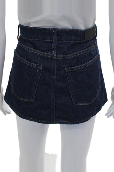 Paige Womens Mini Skirt Blue Cotton Button Solid Size 26