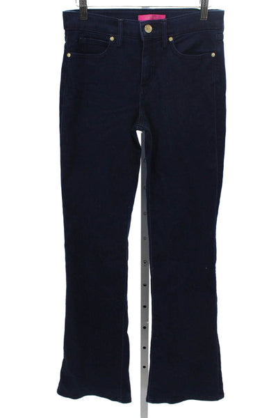 Lilly Pulitzer Women Straight Jeans Blue Cotton Blend Mid Rise Size 2