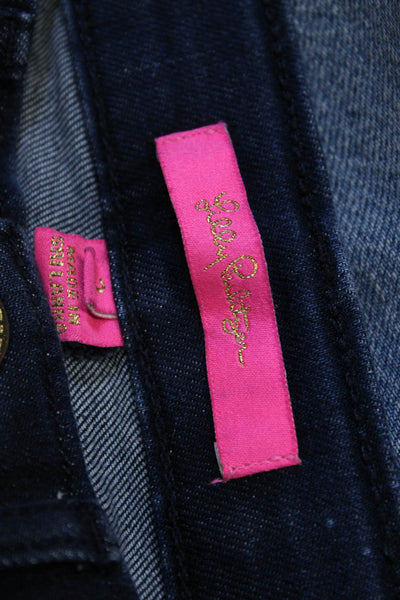 Lilly Pulitzer Women Straight Jeans Blue Cotton Blend Mid Rise Size 2