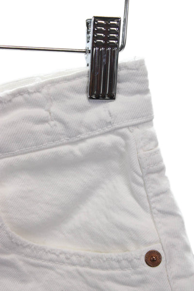 Zara Womens White Cotton Cut-Off Shorts Button Size 4