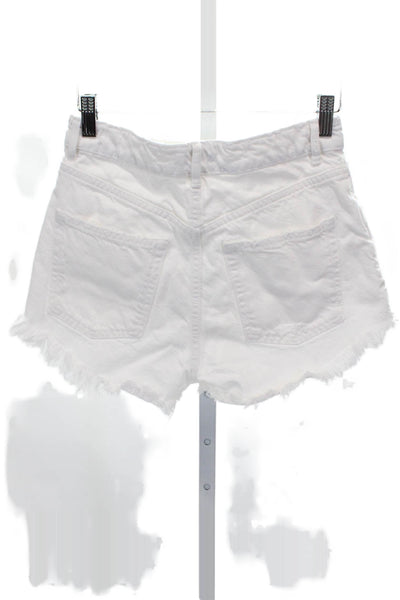 Zara Womens White Cotton Cut-Off Shorts Button Size 4