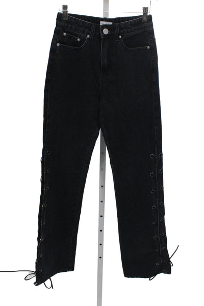 Superdown Womens Black High Rise Straight Jeans Cotton Blend Size 25