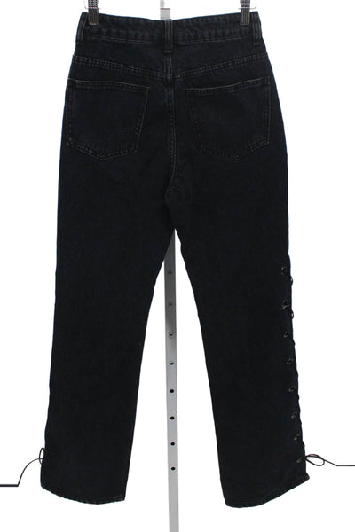 Superdown Womens Black High Rise Straight Jeans Cotton Blend Size 25