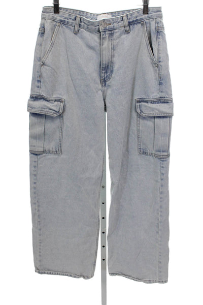 Meshki Womens Wide Leg Jeans Blue 100% Cotton High Rise Size S