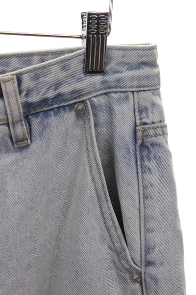 Meshki Womens Wide Leg Jeans Blue 100% Cotton High Rise Size S