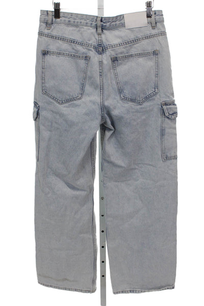 Meshki Womens Wide Leg Jeans Blue 100% Cotton High Rise Size S