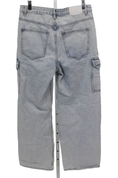 Meshki Womens Wide Leg Jeans Blue 100% Cotton High Rise Size S