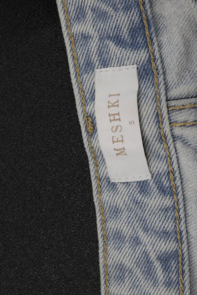 Meshki Womens Wide Leg Jeans Blue 100% Cotton High Rise Size S