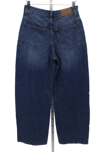 Madewell Women Wide Leg Jeans Blue Cotton High Rise Button Size 25