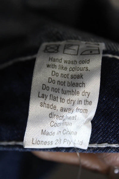 Lioness Women Mini Skirt Blue Cotton Button Size S
