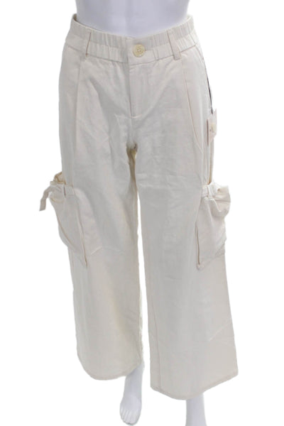 Superdown Women Beige Cotton Cargo Pants Button Closure Size S
