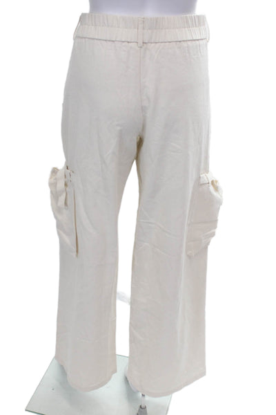 Superdown Women Beige Cotton Cargo Pants Button Closure Size S