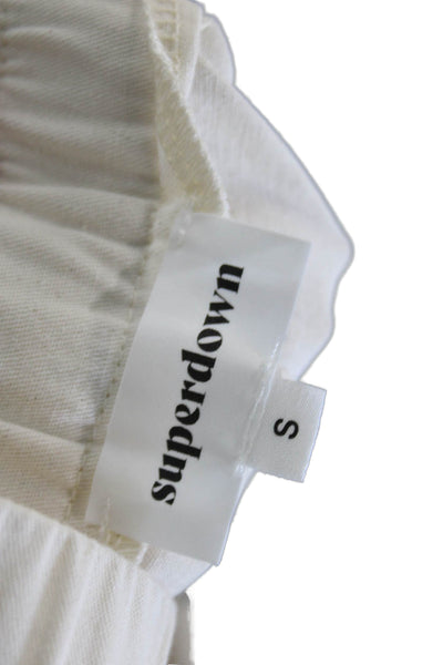 Superdown Women Beige Cotton Cargo Pants Button Closure Size S